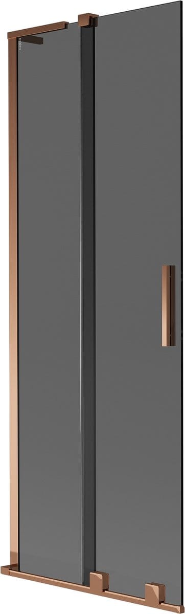 Mexen Velar L badwandpaneel 2-delige schuif 70 x 150 , grafiet, roze goud - 896-070-003-41-60