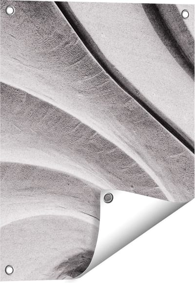 Gards Tuinposter Abstracte Kunst Gestreepte Stenen in het Grijs - 40x50 cm - Tuindoek - Tuindecoratie - Wanddecoratie buiten - Tuinschilderij