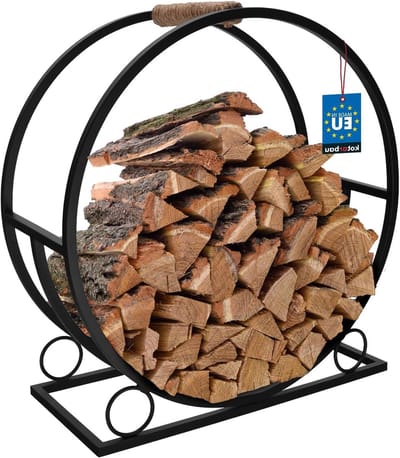 Brandhoutrek - Houtmand Staal - Haardhout Opslag - Met Handvat - 55 x 25 x 60 cm - Zwart