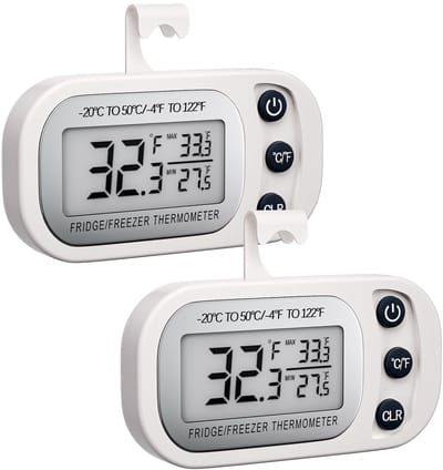 2 - Stuks Keukenthermometers - Digitale Keukenthermometer - Koelkast thermometer - Digitale koelkastthermometer - Waterdichte thermometer - Magnetische thermometer - Wit