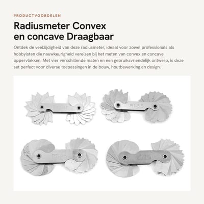 Dailygoods- Meetgereedschap Roestvrij Staal - Radiusmeter Convex/Concave - 4 Stuks - Draagbaar - Dubbelzijdig - Duidelijke Markeringen