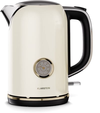Klarstein Victoria waterkoker 1,7 L - Retro waterkoker 2200 W, vintage design, uitneembaar kalkfilter, 360° basis, automatische uitschakeling