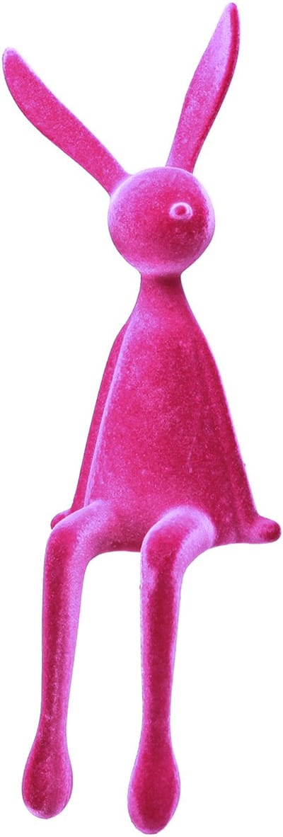 Konijn voor op een plank, fluweelachtig, zittend paashaasje, roze, 56