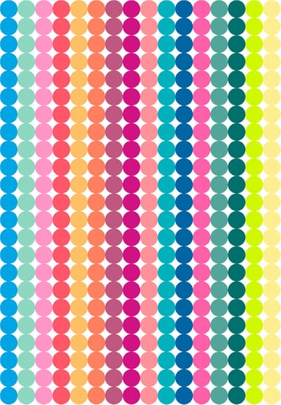 Stippen Stickers 16 kleuren - 1104 Stickers - 3 Stickervellen - Kleurcodering