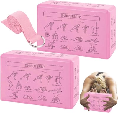 Yogablokken - Meditatie blokken - Training en balans - Antislip oppervlak - 2-delig - Roze