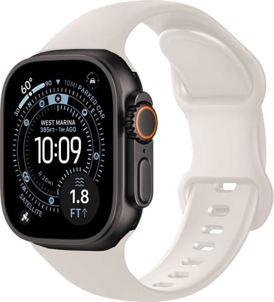 Siliconen Bandje Geschikt voor Apple Watch Ultra 1, 2, 3 (49 mm) Bandje Siliconen - Horloge Band Verstelbaar Polsband - Ivoor