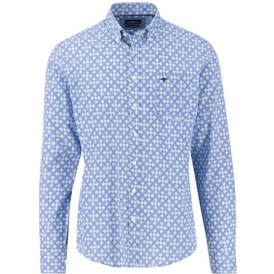 Fynch-Hatton Overhemd Abstract Fantasy Pattern Strong Blue / male