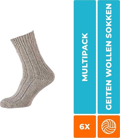 Apollo - 6-Pack - Wollen Damessokken - Ademend - Zachte Wolmix - Heren / Dames - grijs - 46-48 - 124010000