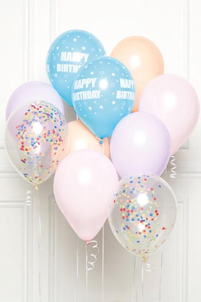 RIETHMULLER - Boeket 10 latex ballonnen happy birthday pastel 27 cm meerkleurig