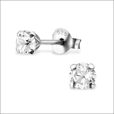 Aramat Jewels | Oorbellen | Schitterende Zilveren Kinder Oorbellen met Zirkonia | Transparant | |4mm | Zilver | Kinderen, Volwassenen | Verkleurd niet
