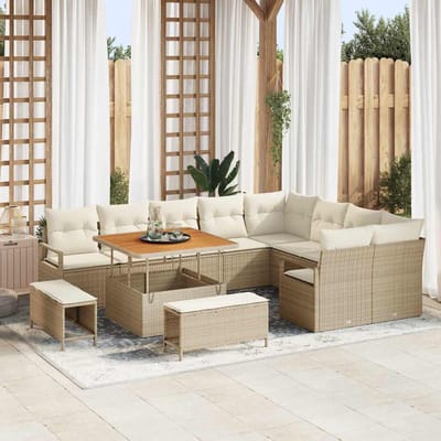 vidaXL - Tuinbank - Set - 12 - st - 11-Aantal - zitplaatsen - Beige - en - Crème