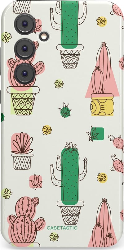 Casetastic Hoesje Geschikt voor Samsung A35 - Stijlvolle Beschermende Duo-layer Case - Vrolijke cactus