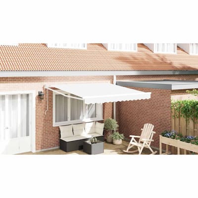 vidaXL - Uitschuifbare - luifel - Wit - 350 - x - 250 - cm - Polyester - en - Metaal