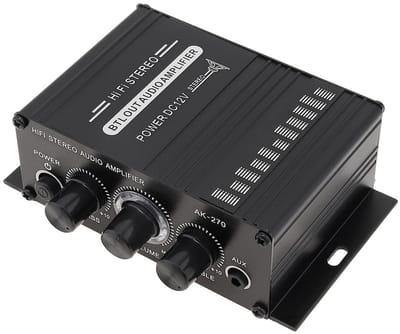 Audio Versterker - Mini Hifi - Muziek Afspelen - Aluminium Behuizing - 11.5 x 9.5 cm - Zwart