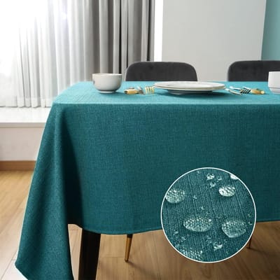 Tafelkleed met Linnen Uitzicht in Donkergroen Waterbestendig Design