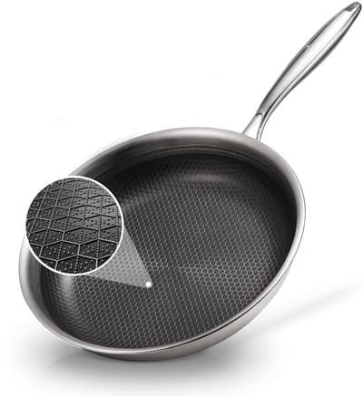 Swiss Haus® ZGFP20 Koekenpan Inductie - Ø 20 cm - PFAS Vrij Bakpan - Pan Met Honingraat Anti-aanbak - Koekenpannen Voor Alle Warmtebronnen - Krasbestendig - Oven & Vaatwasbestendig - RVS