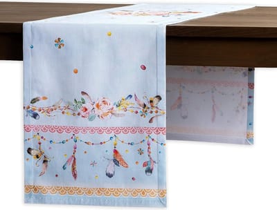 tafelloper - decoratief - feestelijk 100% catoen 50 cm x 150 cm tafelloper - decoratief - feestelijk decoratieve wasbare tafelloper - decoratief - feestelijk voor modecadeaus diners buffetfeesten en kamperen ibiza-blauw - lente/zomer