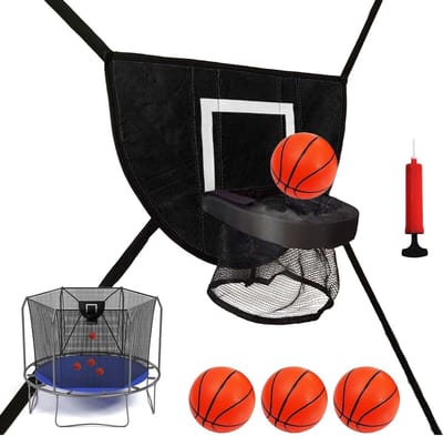 Trampoline Basketbal Set - Bouncing Basketbal - Buiten Spelen - Inclusief Pomp - 49 x 36 cm - Zwart