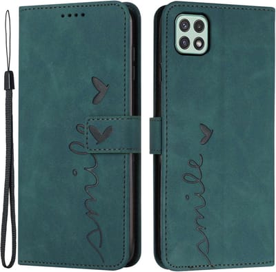 Coverup Hoesje - Geschikt voor Samsung Galaxy A22 5G Hoesje - Coverup Smile Book Case - Groen