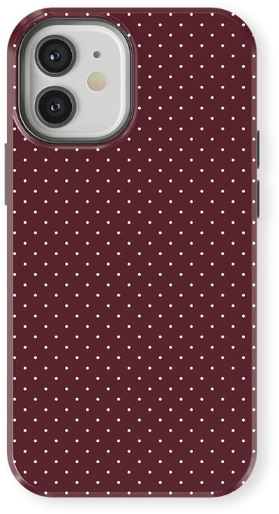 Micro Dots Tough Hoesje geschikt voor iPhone 12 | Geschikt Voor Mag | Stippen Motief Backcover geschikt voor iPhone 12 Wine Dots