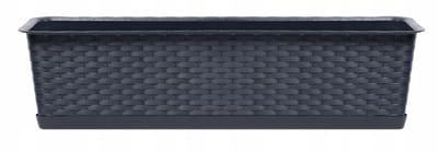 Prosperplast Plantenbak/bloembak Ratolla - 60 x 17 x 15 cm kunststof - antraciet - met opvangschaal
