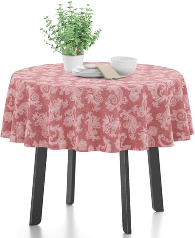 Dailygoody - Tafelkleed - Jacquard stijl - Wasbaar - Rond 145 cm - Bloemenprint - Geschikt voor Eettafel - Katoen