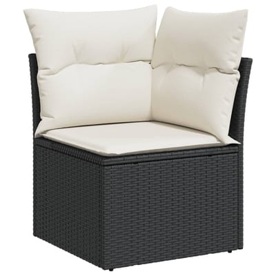 vidaXL - 7-delige - Loungeset - met - kussens - poly - rattan - zwart