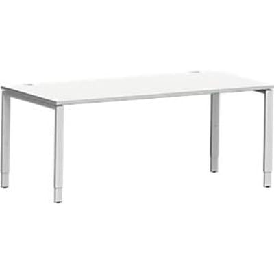 Schäfer Shop Genius bureau Modena Flex, rechthoekig, 4-poots buis, B 1800 x D 800 x H 650-850 mm, lichtgrijs/wit aluminium