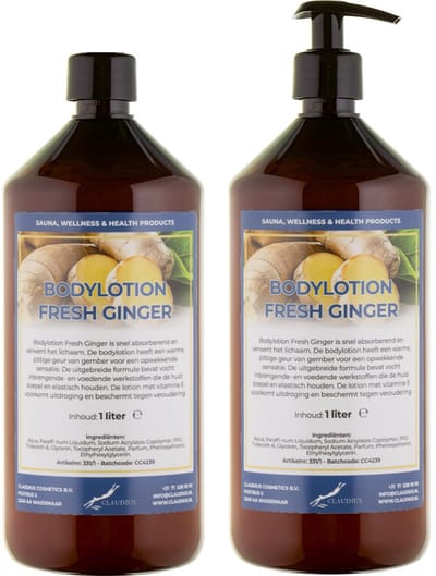 Bodylotion Fresh Ginger 1 Liter - met gratis pomp - set van 2 stuks