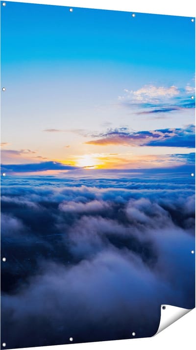 Gards Tuinposter Zonsondergang in de Wolken - 120x180 cm - Tuindoek - Tuindecoratie - Wanddecoratie buiten - Tuinschilderij