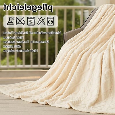 Zachte Beige Flanellen Deken 200 x 230 cm, Ideaal voor Sofa en Bed, Ademend en Huidvriendelijk, Perfect voor Thuis en Reizen, Verkrijgbaar in Diverse Maten