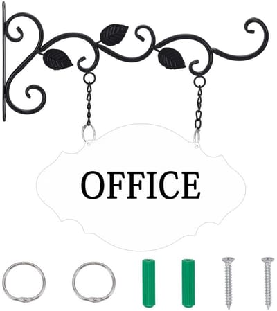 Dailygoods- Hangbord Met Beugels - Decoratie Bord - Wandmontage - Dubbelzijdige Muurhanger - 185x384x16mm - Voor Welkom/Boerderij Decor - Decoratiebord