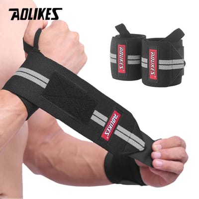 Aolikes 1 Paar Polssteun Brace voor Gewichtheffen Sportschool Training Crossfit Powerlifting Polsbanden Wraps beige