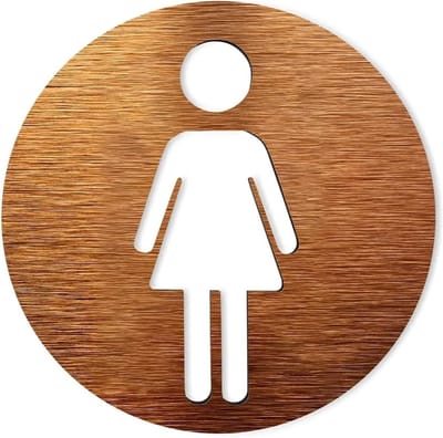 Badkamerbord - WC-bord Deurbord - Locatie Aangeven - Zelfklevende Installatie - 14x14 cm - Goud Zilver Bruin
