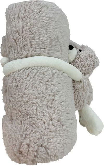 Knuffelzacht babydekentje - deken baby en peuter 100 x75 cm – Kraamcadeau - Zacht dekentje met knuffel beer – Teddy deken - Oud roze - Baby geschenkset
