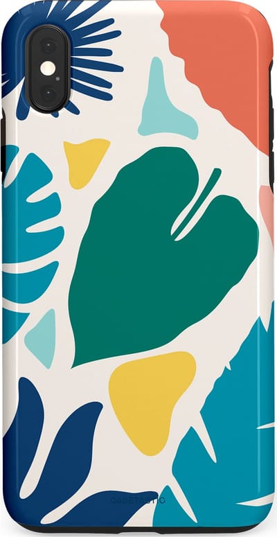 Casetastic Hoesje Geschikt voor Apple iPhone Xs Max - Stijlvolle Beschermende Duo-layer Case - Moderne Kunstbladeren