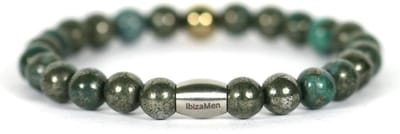 IbizaMen - Goudkleurige pyrite kraal  green pyrite 21cm