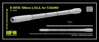 Rye Field Model Modelbouwpakket - 2102 3D-geprinte Kanonloop D-10T2S 100mm L/53,5 voor T-55AMD Rye Field Resin onderdeel - 1:35 - Modelbouw