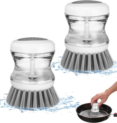 2-Pack 2-in-1 Afwasborstel - Grijs - Multifunctionele keukenborstel voor potten, pannen en aanrechtbladen