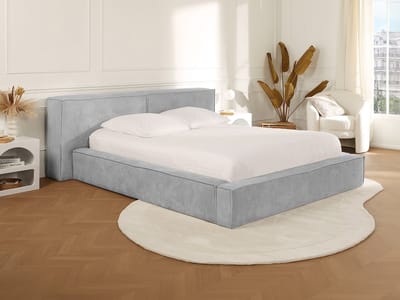 Vente-unique Bed met opbergruimte fluweel lichtgrijs 180 x