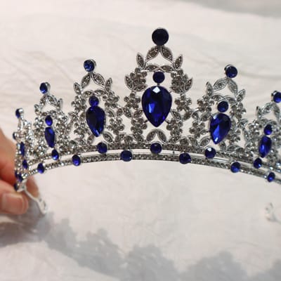 Europese en Amerikaanse Bruidshoofddeksel Grote Kroon Modieuze Kristallen Kroon Verjaardagsfeest Hoofdband Retro Koningin Hoofdband gray