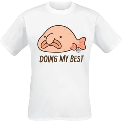 Todd Goldman - Fun T-shirt - Doing My Best - Blobfish - L tot 3XL - voor Mannen - wit