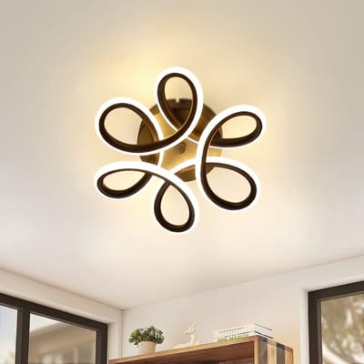 NETTLIFE Plafondlamp LED - Zwart - 3000K Warm wit Licht - Geometrisch ontwerp - Metaal - 17W - Moderne Plafondverlichting - voor Woonkamer | Slaapkamer | Studeerkamer - 27cm