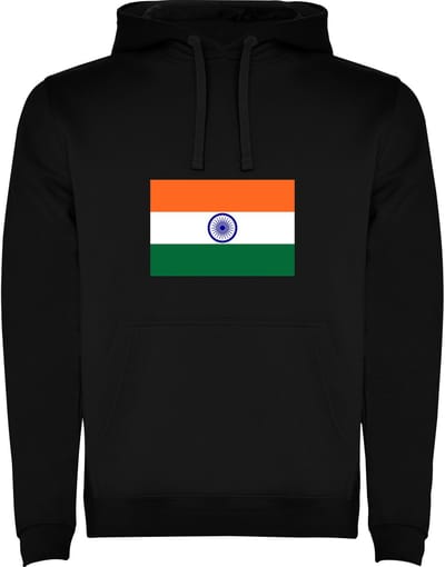Zwarte Hoodie met Wereldse vlag land India Full Color Maat M