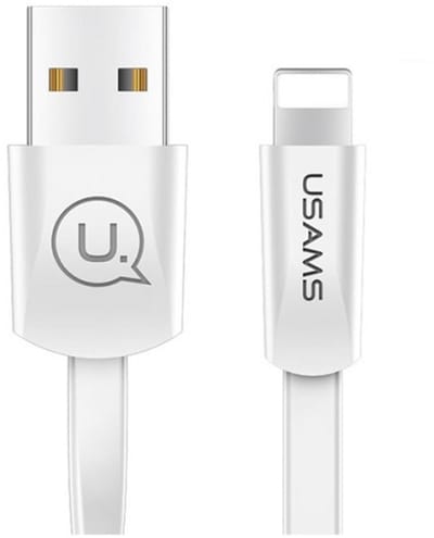 USAMS U2 Serie - Lightning Kabel - 1,2m - Plat - Wit