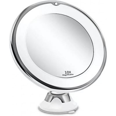 Flexibele Cosmetische Make-up Spiegel 10x Vergrotende Spiegels 14 LED Verlicht Touchscreen Vanity Reflector Draagbare Kaptafel Cosmetische Spiegels wit