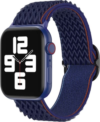 Nylon bandje - geschikt voor Apple Watch 1/2/3/4/5/6/7/8/9/10/11/ SE (1,2,3) met maat 38 mm / 40 mm / 41 mm en 42 mm (Watch 10/11) - donkerblauw