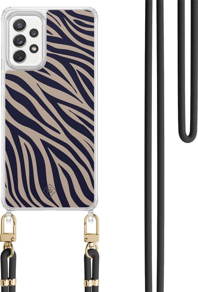 Casimoda® hoesje met koord - Geschikt voor Samsung A52(s) - Wavy Twist - Afneembaar koord - TPU/polycarbonaat - Blauw