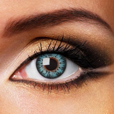 Fashionlens® kleurlenzen - Glossy Blue - jaarlenzen met lenshouder - blauwe contactlenzen