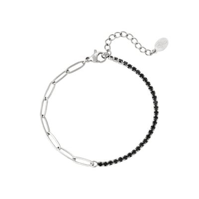 Zirkonia en chain - statement armband  - zilver